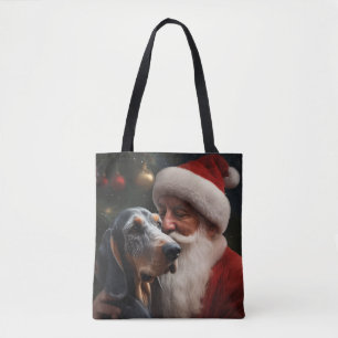 Tote Bag Bluetick Coonhound avec le Père Noël Noël