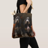 Tote Bag Bluetick Coonhound Chiot Automne Citrouille de pla (De près)