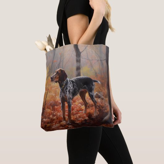 Tote Bag Bluetick Coonhound en automne Leaves automne Inspi (De près)