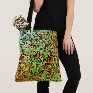 Tote Bag Blurred green and small squares or tiles