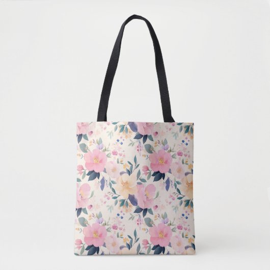 Tote Bag Blush & Bloom Rose Floral Chic Élégant (Devant)