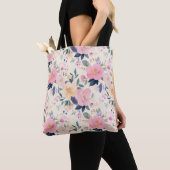 Tote Bag Blush & Bloom Rose Floral Chic Élégant (De près)