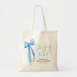 Tote Bag Blush Blue Bow Elle se marie Bridal Shower