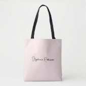 Tote Bag Blush Élégant Monogramme Nom Script Personnalisé (Devant)