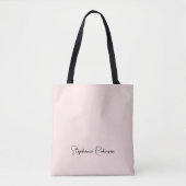 Tote Bag Blush Nom Monogramme Personnalisé Écriture Élégant (Devant)