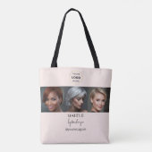 Tote Bag Blush Pink Black Script Logo Photo Makeup Studio (Dos)