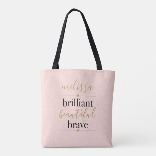 Tote Bag Blush Pink Brillant Personnalisé Beau Brave (Dos)