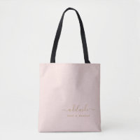 Blush Pink Gold Monogramme Nom du script Liste des