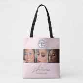 Tote Bag Blush Pink Logo Script Photo Cils Studio  (Devant)