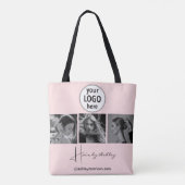 Tote Bag Blush Pink Photo Black Script Hair Stylist  (Dos)