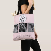 Tote Bag Blush Pink Photo Black Script Hair Stylist  (De près)