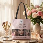 Tote Bag Blush Pink Script Logo Photo Lashes Studio