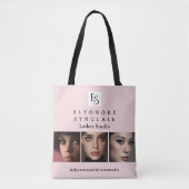 Tote Bag Blush Pink Script Logo Photo Lashes Studio (Devant)