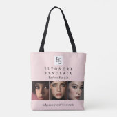 Tote Bag Blush Pink Script Logo Photo Lashes Studio (Dos)