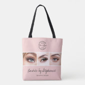 Tote Bag Blush Pink Script Logo Photo Lashes Studio (Dos)