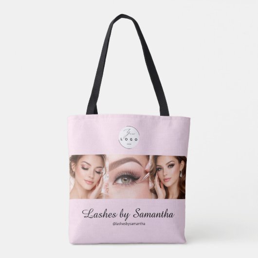 Tote Bag Blush Pink Script Logo Photo Makeup Studio (Dos)