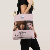 Tote Bag Blush Pink Script Logo Photo Makeup Studio (De près)