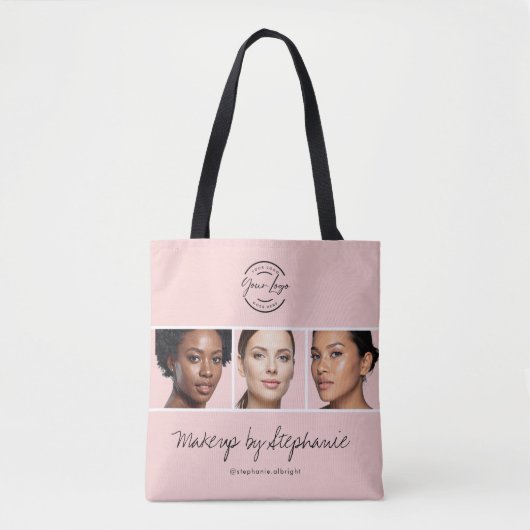 Tote Bag Blush Pink Script Logo Photo Makeup Studio (Devant)