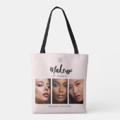 Tote Bag Blush Pink Script Logo Photo Makeup Studio  (Dos)