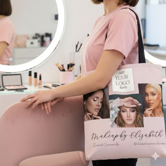 Tote Bag Blush Pink Script Logo Photo Makeup Studio