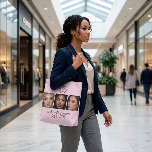Tote Bag Blush Pink Script Logo Photo Makeup Studio