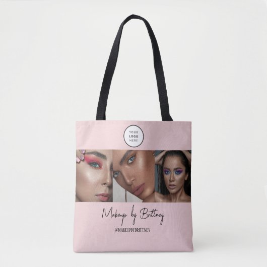 Tote Bag Blush Pink Script Logo Photo Makeup Studio  (Devant)