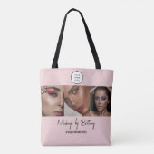 Tote Bag Blush Pink Script Logo Photo Makeup Studio  (Dos)