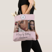 Tote Bag Blush Pink Script Logo Photo Makeup Studio  (De près)