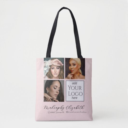 Tote Bag Blush Pink Script Logo Photo Makeup Studio (Devant)