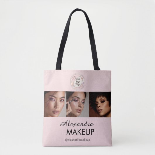 Tote Bag Blush Pink Script Logo Photo Makeup Studio (Devant)