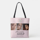 Tote Bag Blush Pink Script Logo Photo Makeup Studio (Dos)