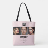 Tote Bag Blush Pink Script Logo Photo Makeup Studio Window (Dos)