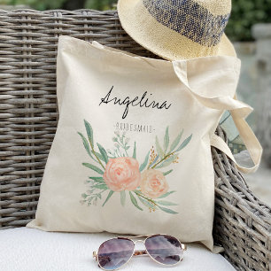 Tote Bag Blush rose floral cadeau de femme de chambre