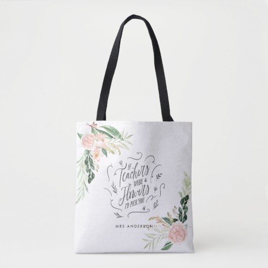 Tote Bag Blush rose floral merci enseignant cadeau (Devant)