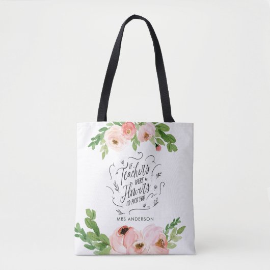 Tote Bag Blush rose floral merci enseignant cadeau (Devant)