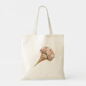 Tote Bag Blush Rose Gold Floral Monogram Letter C Wedding (Dos)