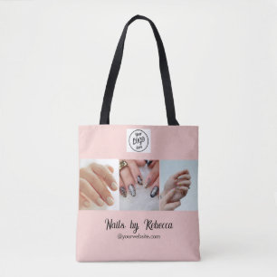 Tote Bag Blush Rose Logo Script Noir 3Photo Ongle Manucure