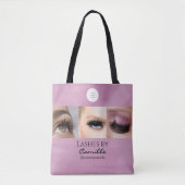 Tote Bag Blush Rose Logo Script Photo Lash Studio  (Devant)