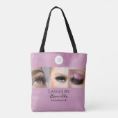 Tote Bag Blush Rose Logo Script Photo Lash Studio  (Dos)