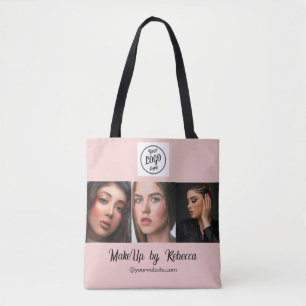 Tote Bag Blush Rose Logo Script Photo Studio de Maquillage