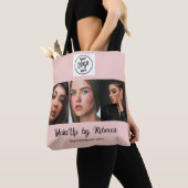 Tote Bag Blush Rose Logo Script Photo Studio de Maquillage (De près)