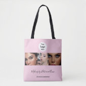 Tote Bag Blush Rose Logo Script Photo Studio de Maquillage (Devant)