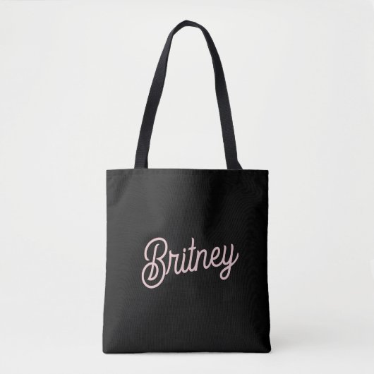 Tote Bag Blush Rose Pâle Monogramme et Nom Moderne (Devant)