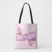 Tote Bag Blush Rose Ruban Doré Joliment Mignon (Devant)