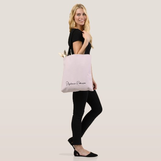 Tote Bag Blush Stylish Script Monogramme Nom Personnalisé (Sur le modèle)