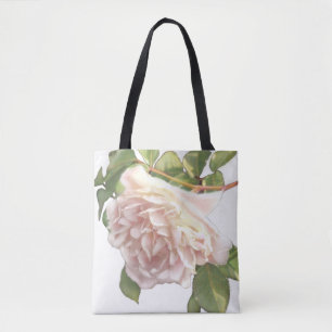 Tote Bag Blushing Ivory Peach Rose