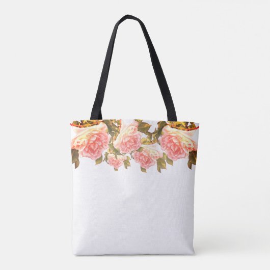 Tote Bag Blushing Ivory Peach Rose (Dos)