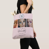 Tote Bag BlushPink Script 3 Photo Cils (De près)