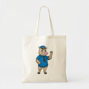 Tote Bag Boar en tant qu'officier de police avec casquette