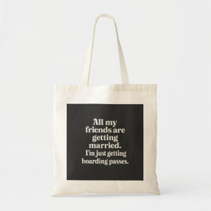 Tote Bag Boarding Passes Over Bouquets - Funny Travel